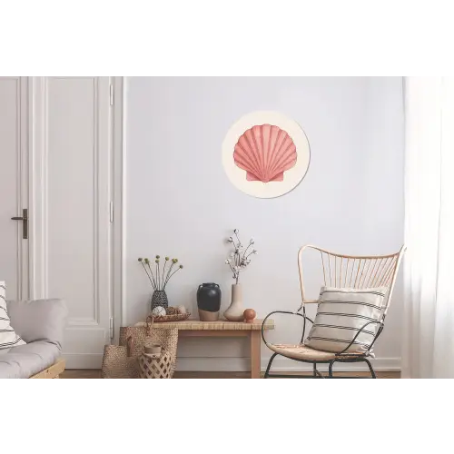 Schelp - Roze - Ribbels Wandcirkel aluminium klein -woonkamer