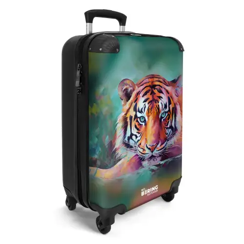 Olieverf kunstwerk van een liggende tijger NBS - Handbagage koffer - Kinderen Unisex middel -productfoto_3d