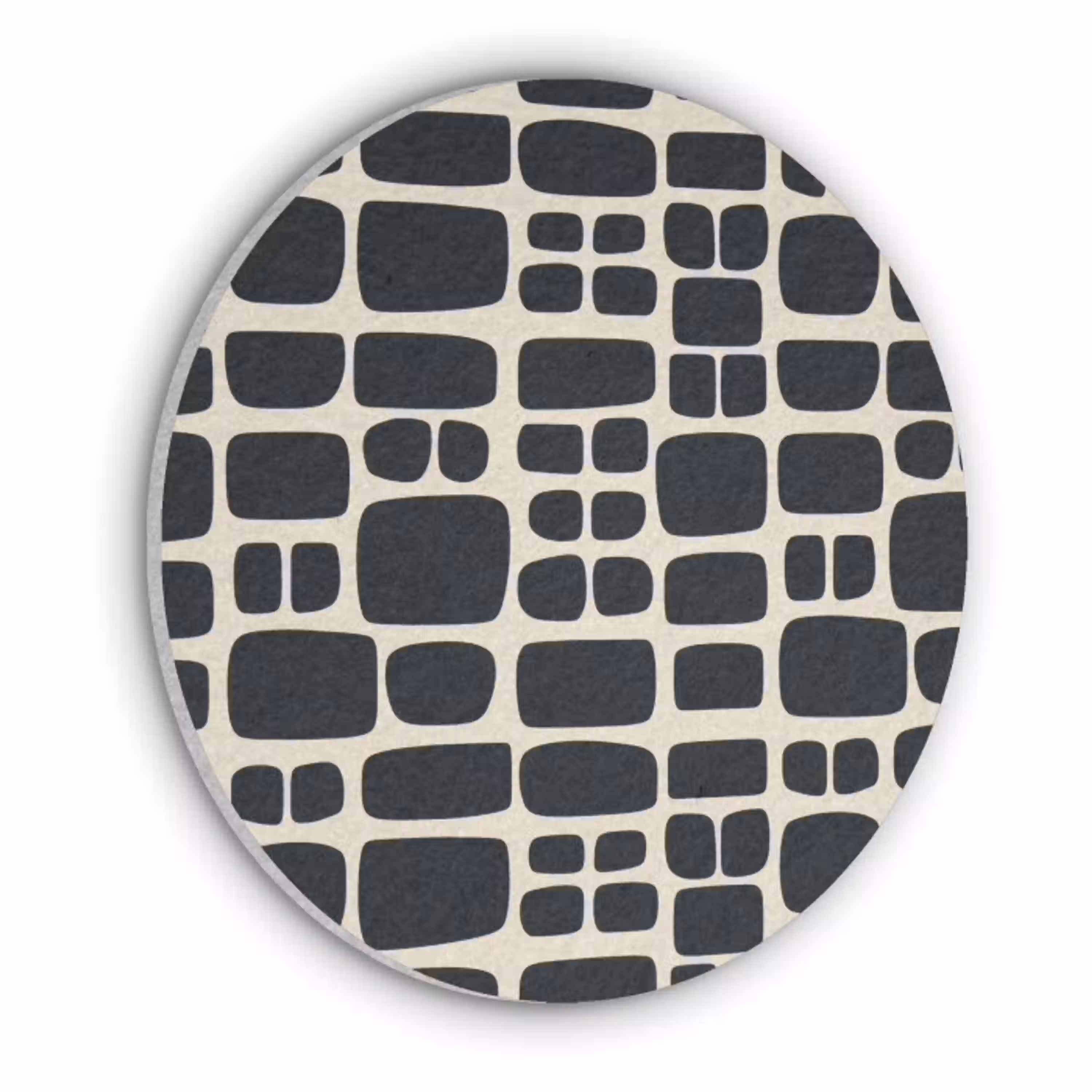 Modern - Organisch - Zwart Akoestische PET Vilt - Rond klein 838 -3d
