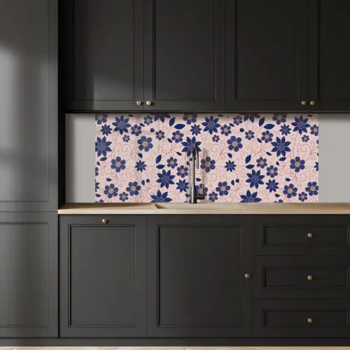 Bloemen - Blauw - Japan - Patronen keuken achterwand 2 middel 871 -sfeer1