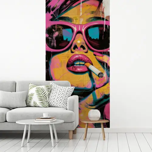 Portret - Vrouw - Abstract - Zonnebril fotobehang vinyl groot -woonkamer
