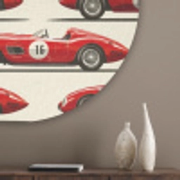 Raceauto - Retro - Rood Akoestische PET Vilt - Rond klein 838 -sfeer5_closeup