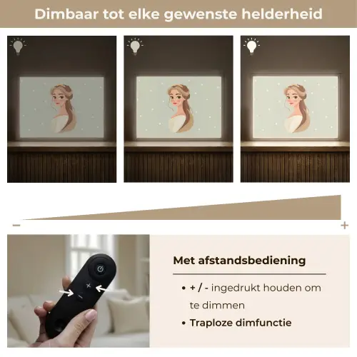 Prinses - Tiara - Groen - Stippen Light Box met batterij (Wandlamp kind) middel -USP_dimbaarNL
