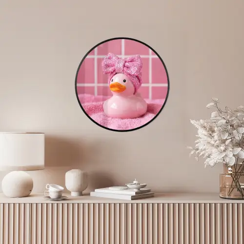 Badeend -Strik - Roze Fotolijst rond zonder passe partout klein -sfeer3