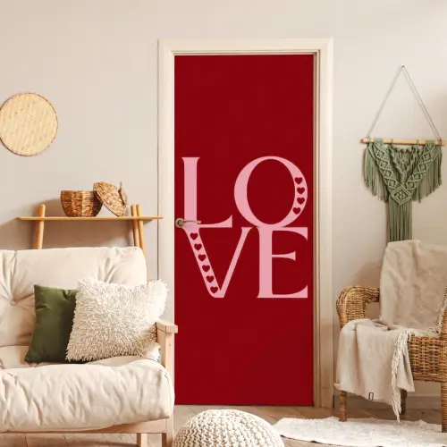 Love - Rood - Hatjes deurposter klein -sfeer2