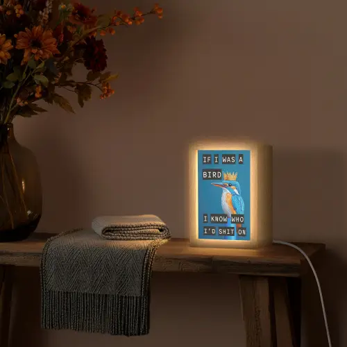 Vogel - Decoratie - Ijsvogel - Blauw Light Box met kabel (Wandlamp) klein -sfeer4