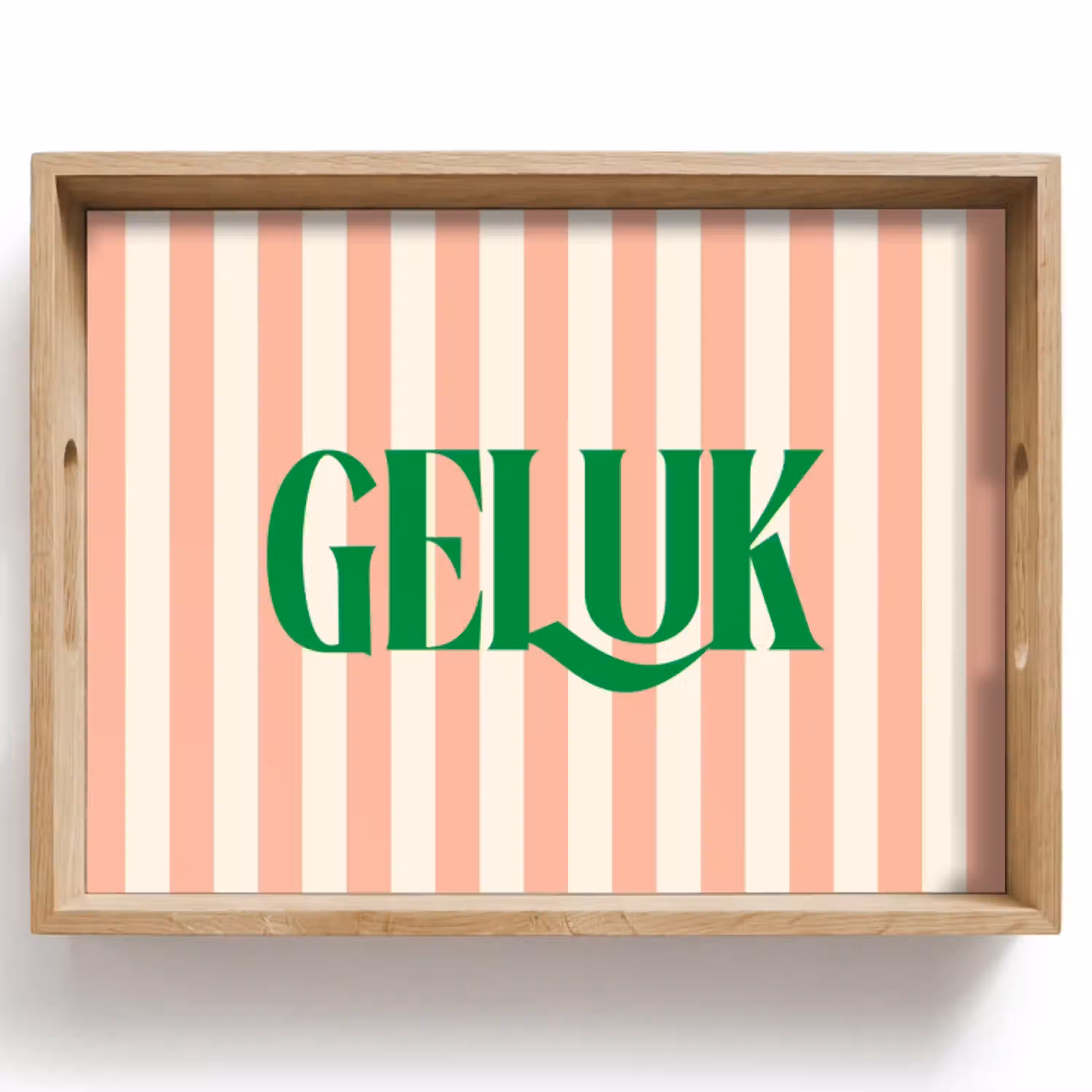 Zachtroze - Groen - Strepen - Geluk Dienblad Rechthoek middel -z3d_shopping