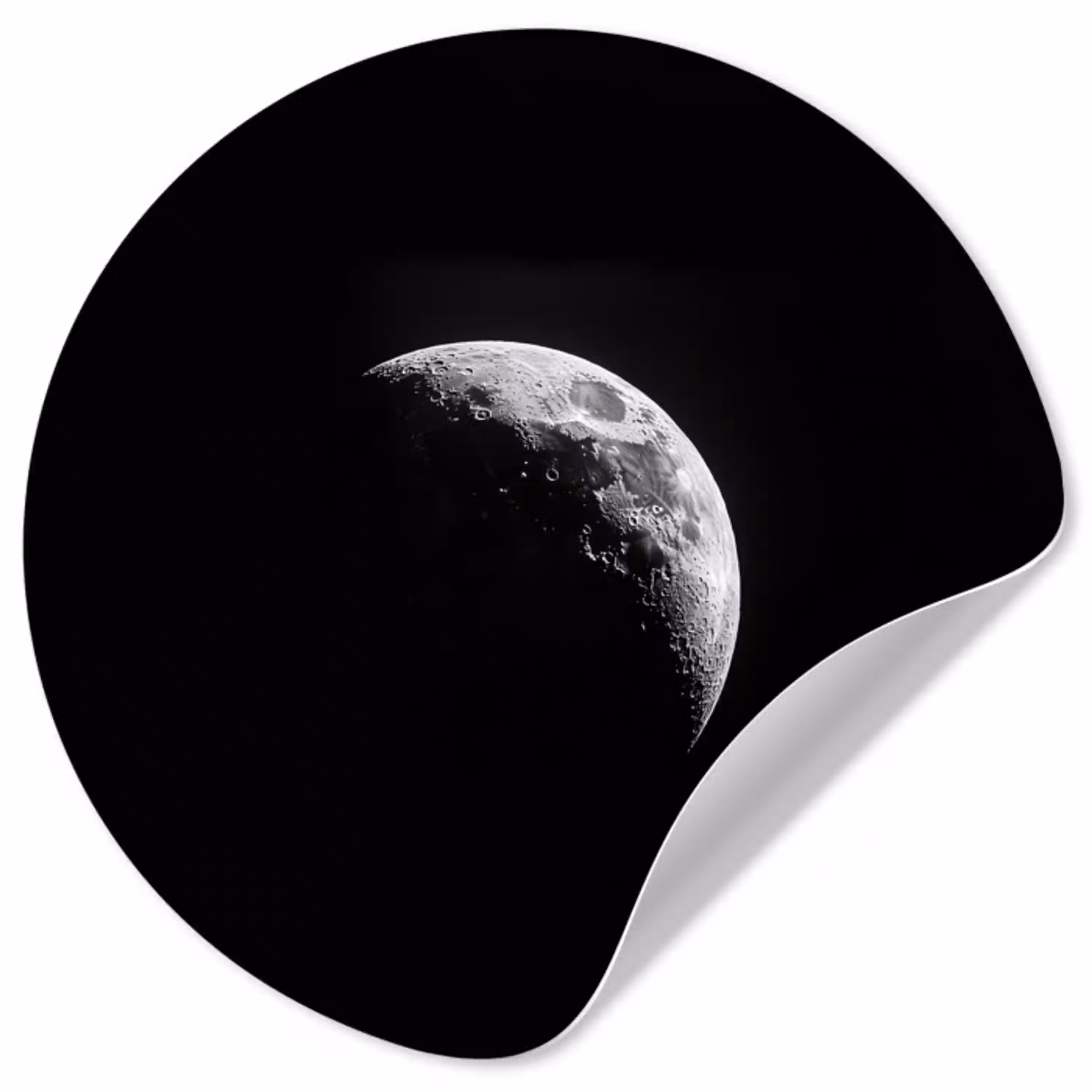 Maan - Hemel - Zwart - Schaduw Wandcirkel behangsticker klein -3d