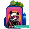 Panda met Koptelefoon, Zonnebril en Gouden Ketting Kinderrugzak - Blauw middel -inhoud_NL