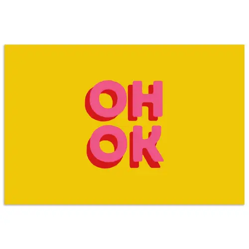 Oh ok - 3D - Geel - Roze poster papier klein -3d