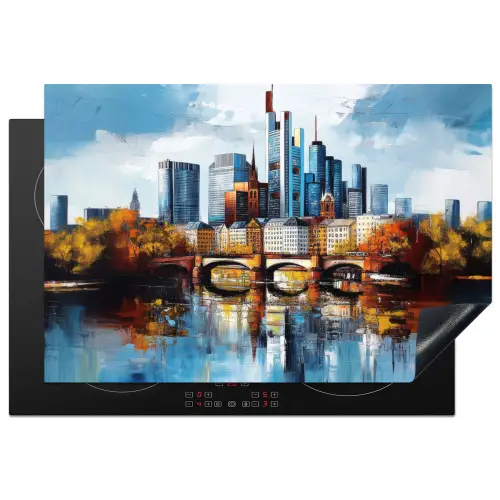 Bomen Frankfurt- Stad - Skyline - Brug Inductie beschermer vinyl 3mm klein -3d
