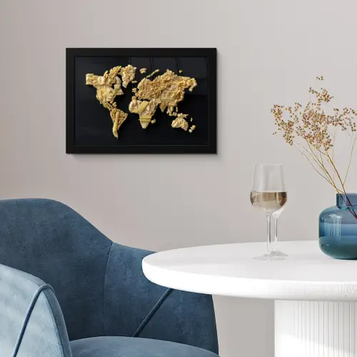 Wereldkaart - Pasta - Zwart fotolijst zwart zonder passe partout klein -sfeer4