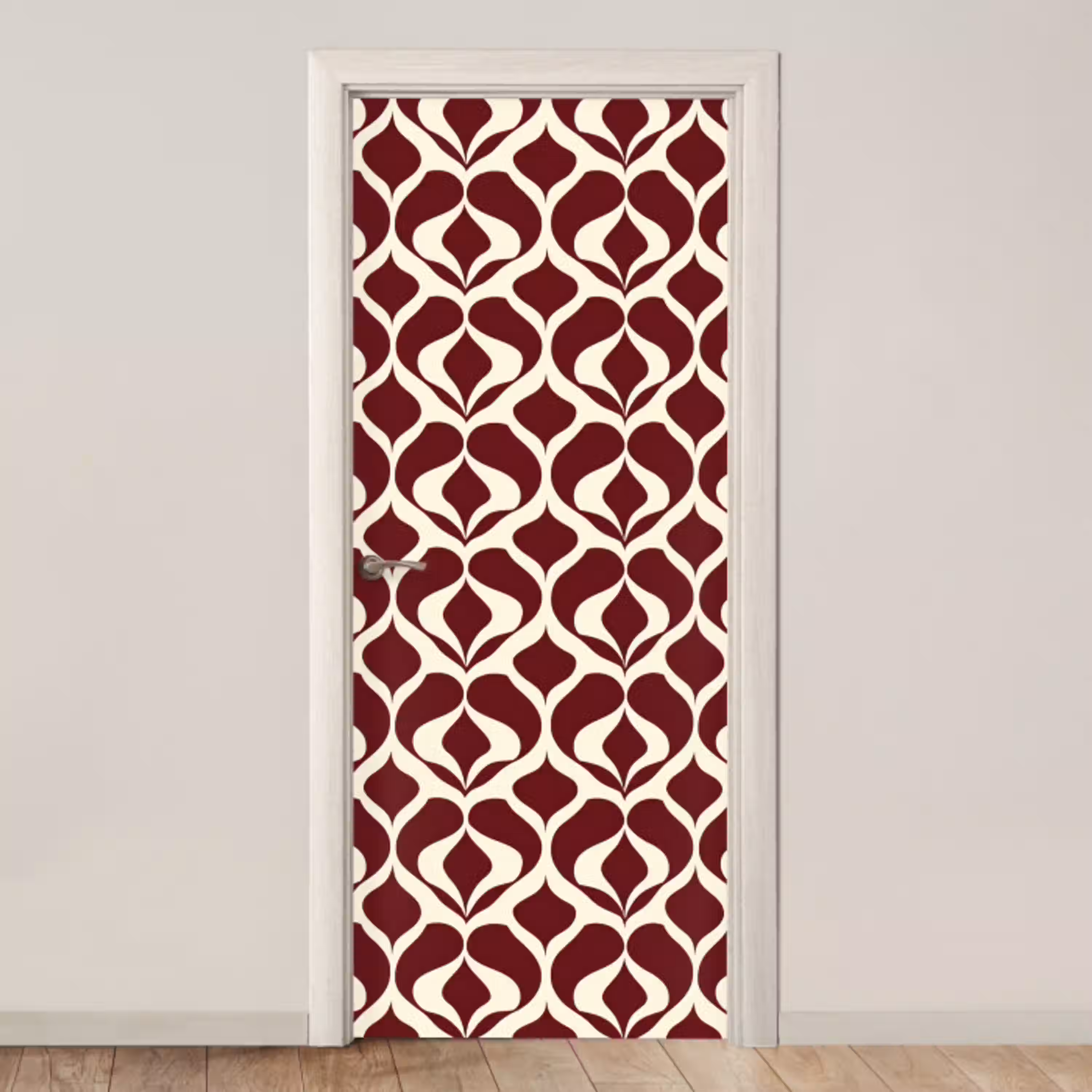 Rood - Druppelpatroon - Grafisch deurposter klein 289 -3d_beige