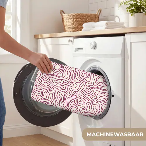 Kronkelende lijn - Magenta - Crème Badmat klein 997 -USP_WasbaarNL
