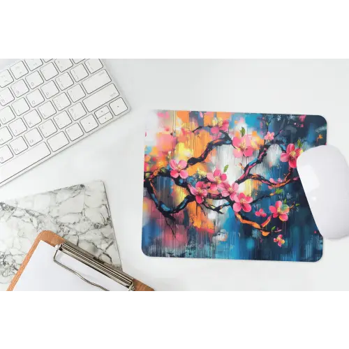 Bloemen - Tak - Artistiek - Roze muismat rubber klein -witbureau