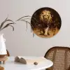 Leeuw - Geschilderd - Abstract - Goud Wandcirkel kunststof plaat 5mm dik klein -sfeer4
