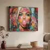 Vrouw - Kauwgom - Graffiti - Love Textielframe zwart klein -sfeer3