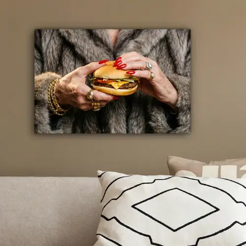 Vrouw - Hamburger - Bontjas canvas 2cm klein -sfeer3