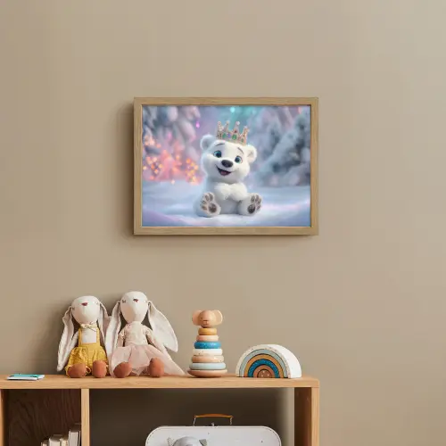 Ijsbeerwelp - Sneeuw - Lichtjes - Kroon Light Box met batterij (Wandlamp kind) middel -sfeer2_kind