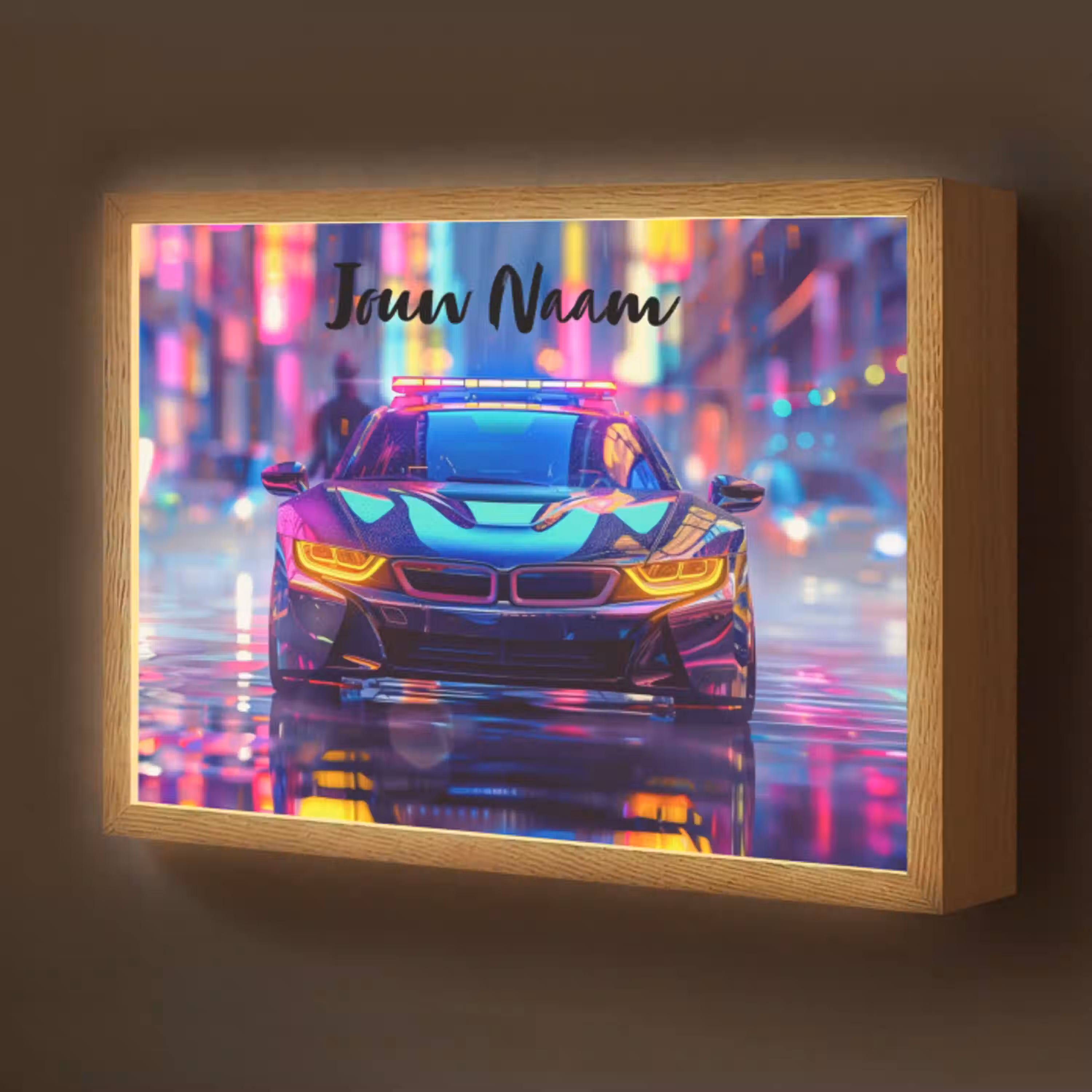 Auto - Politie - Stad - Jongens - Kleurrijk Light Box met batterij (Wandlamp kind) middel -z3d_website