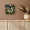 Astronaut - Bloemen - Veld - Geel aluminium wit klein -sfeer4