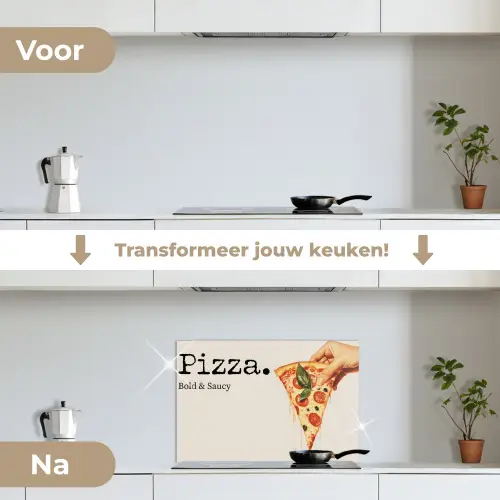 Pizza - Kaas - Pepperoni keuken achterwand spatscherm klein -voor_na_NL