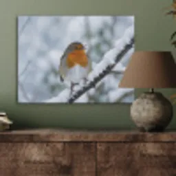 Roodborstje - Tak - Sneeuw - Winter - Levendig PET vilt klein -sfeer2