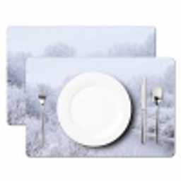 Rivier - Sneeuw - Bos - Winter - Schilderachtig Placemat vinyl groot -zzsfeer2_Kitchenyeah-website