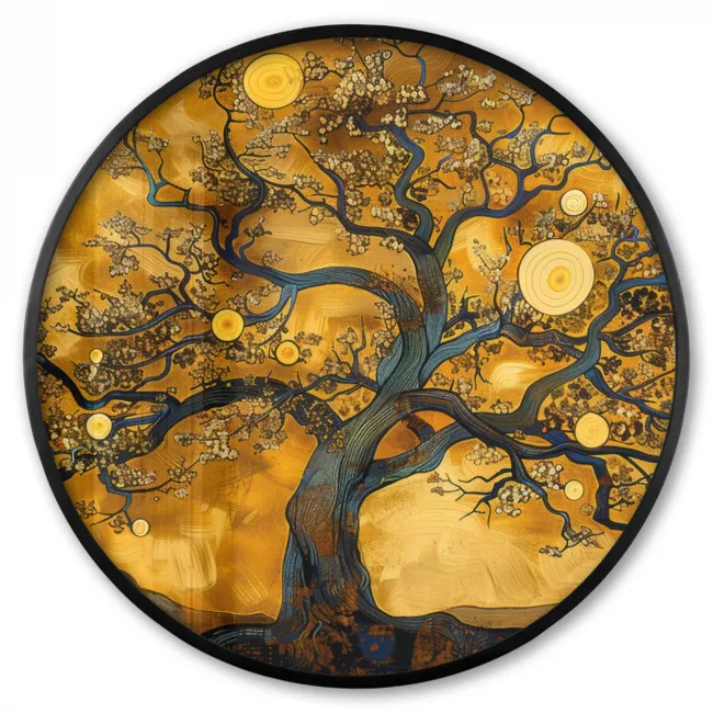 Photo Frame Round - Tree - Tree of Life - Abstract - Gold