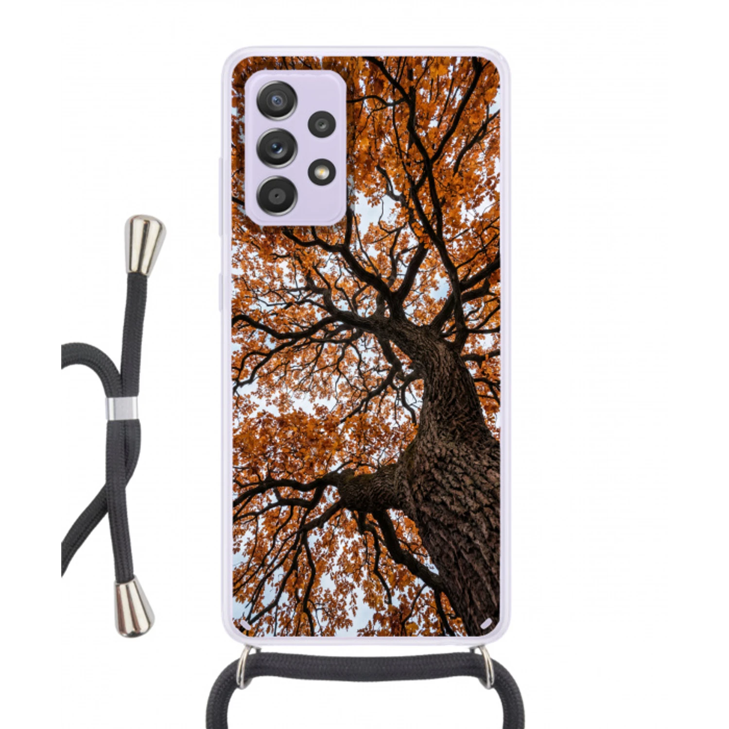 Boom - Bladerdak - Herfst - Oranje - Sfeervol Hoesje Samsung Galaxy A52 5G met koord klein -3d