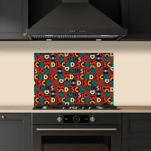 Bruin - Retro - Disco - Patroon keuken achterwand spatscherm klein 900 -sfeer1