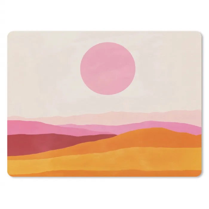 Heuvels - Oranje - Zon - Abstract muismat rubber klein -3d