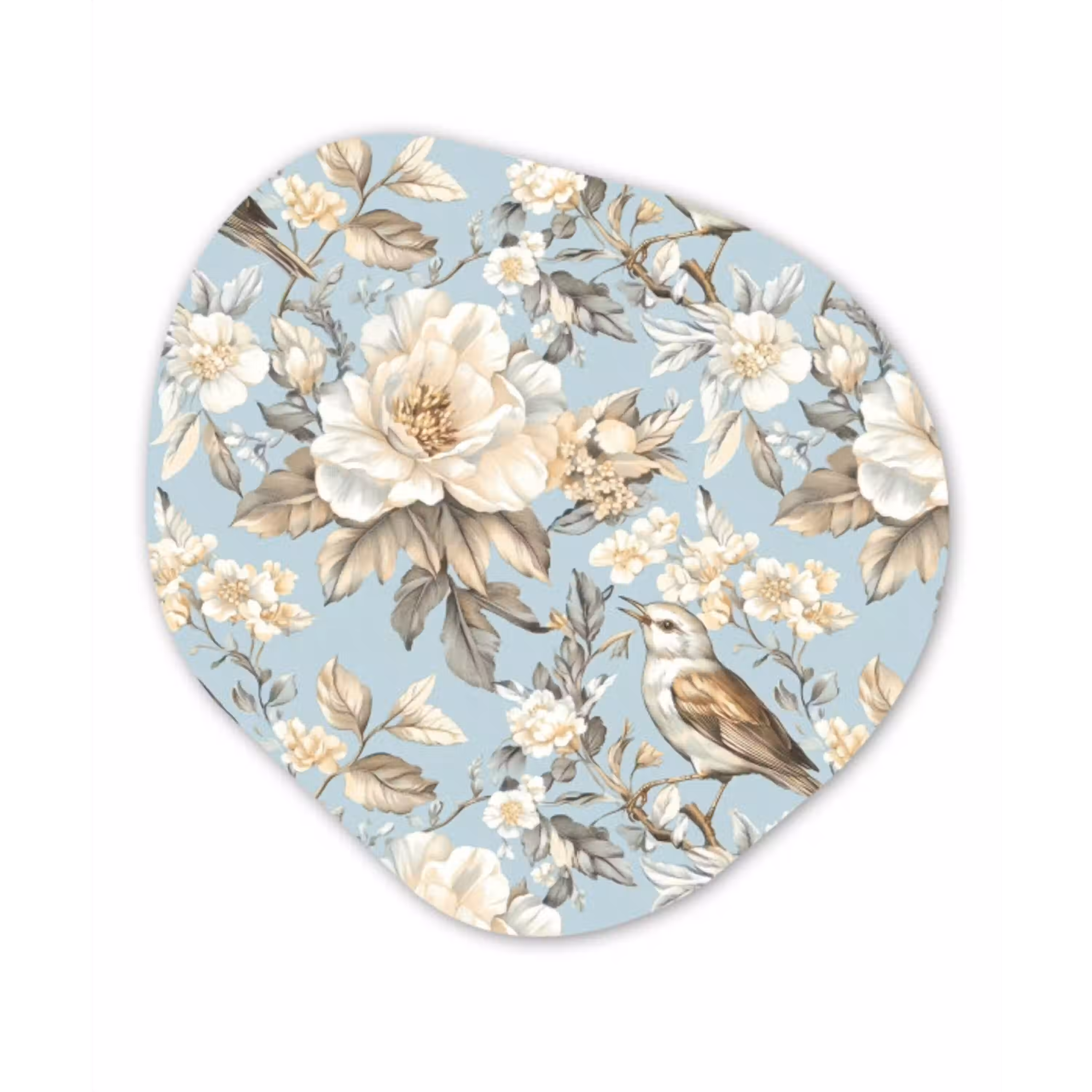 Botanisch - Zangvogel - Blauw Wandcirkel Organisch Forex 3mm klein 629 -3d