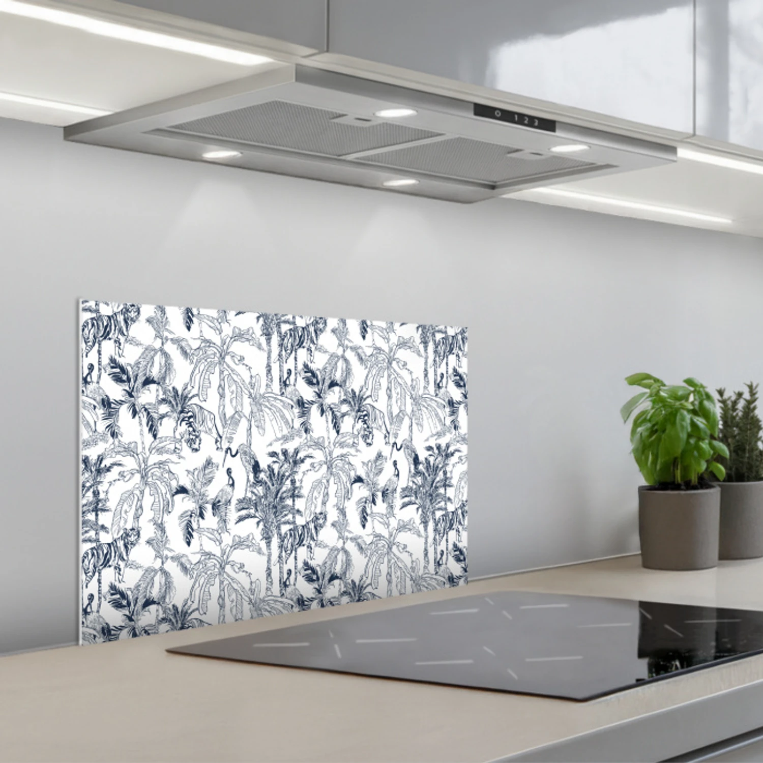 Tijger - Jungle - Blauw keuken achterwand spatscherm klein 900 -3d_schuin