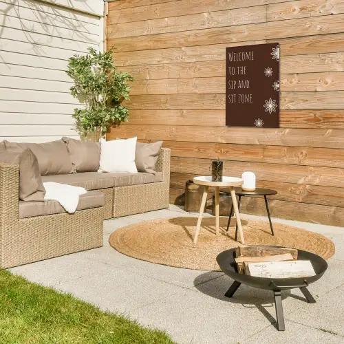 Bruin - Quote - Bloemen - Zomer Tuinposter op houten frame 2 cm dik klein -sfeer2