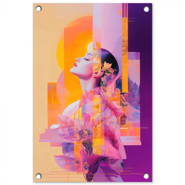 Abstract - Portret - Vrouw - Kleurrijk tuinposter los doek klein -3d