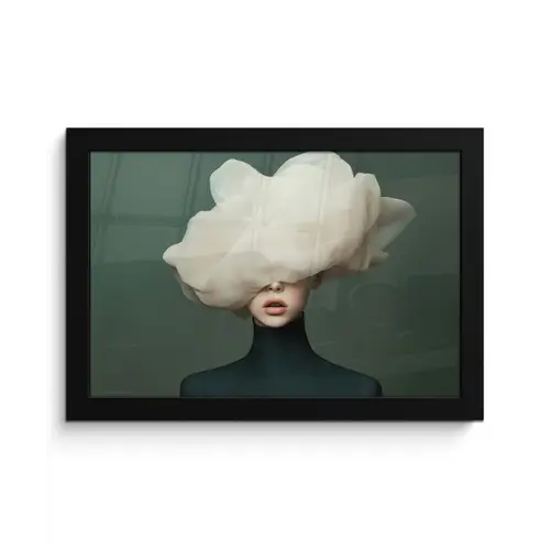 Hoed - Vrouw - Beige fotolijst zwart zonder passe partout klein -3d