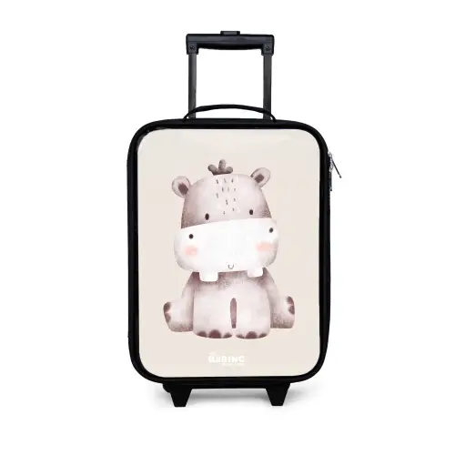 Nijlpaard op beige achtergrond illustratie Kinderkoffer - Zwart klein -3d