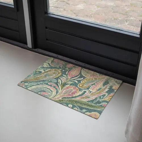 Patroon - Kleurrijk - Sierlijk - Groen Deurmat klein -sfeer2