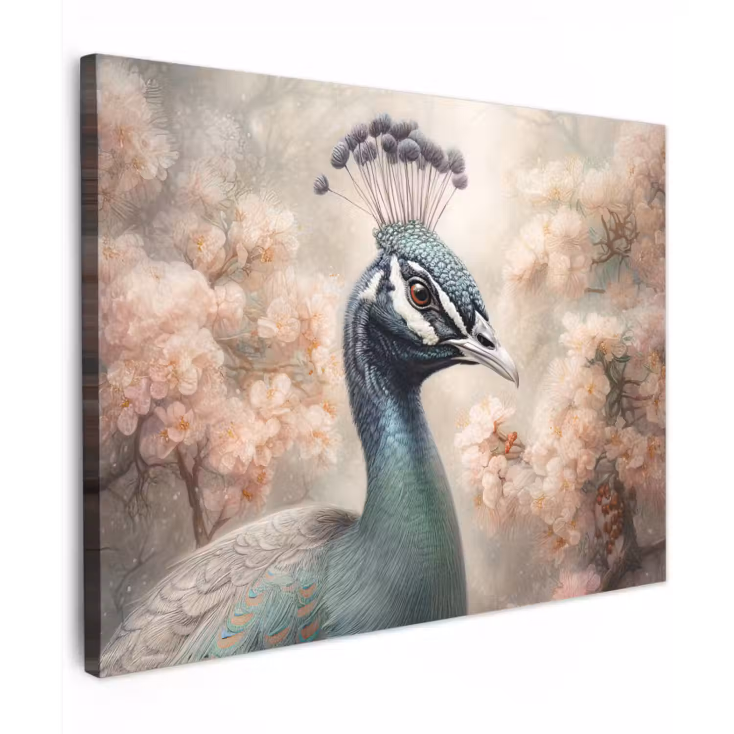 Canvas schilderij - Pauw - Vogels - Bloemen - Boom - Botanisch