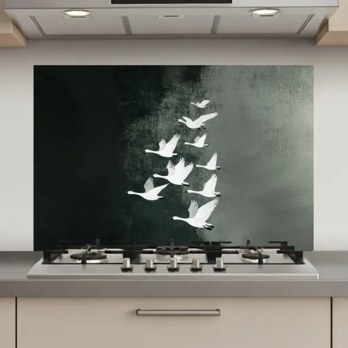 Vogel - Japandi - Groen keuken achterwand spatscherm klein -3d_website