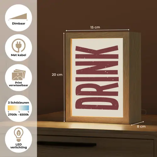 Rood - Vintage - Decoratie - Japandi Light Box met kabel (Wandlamp) klein -USP_websiteoverzichtNL