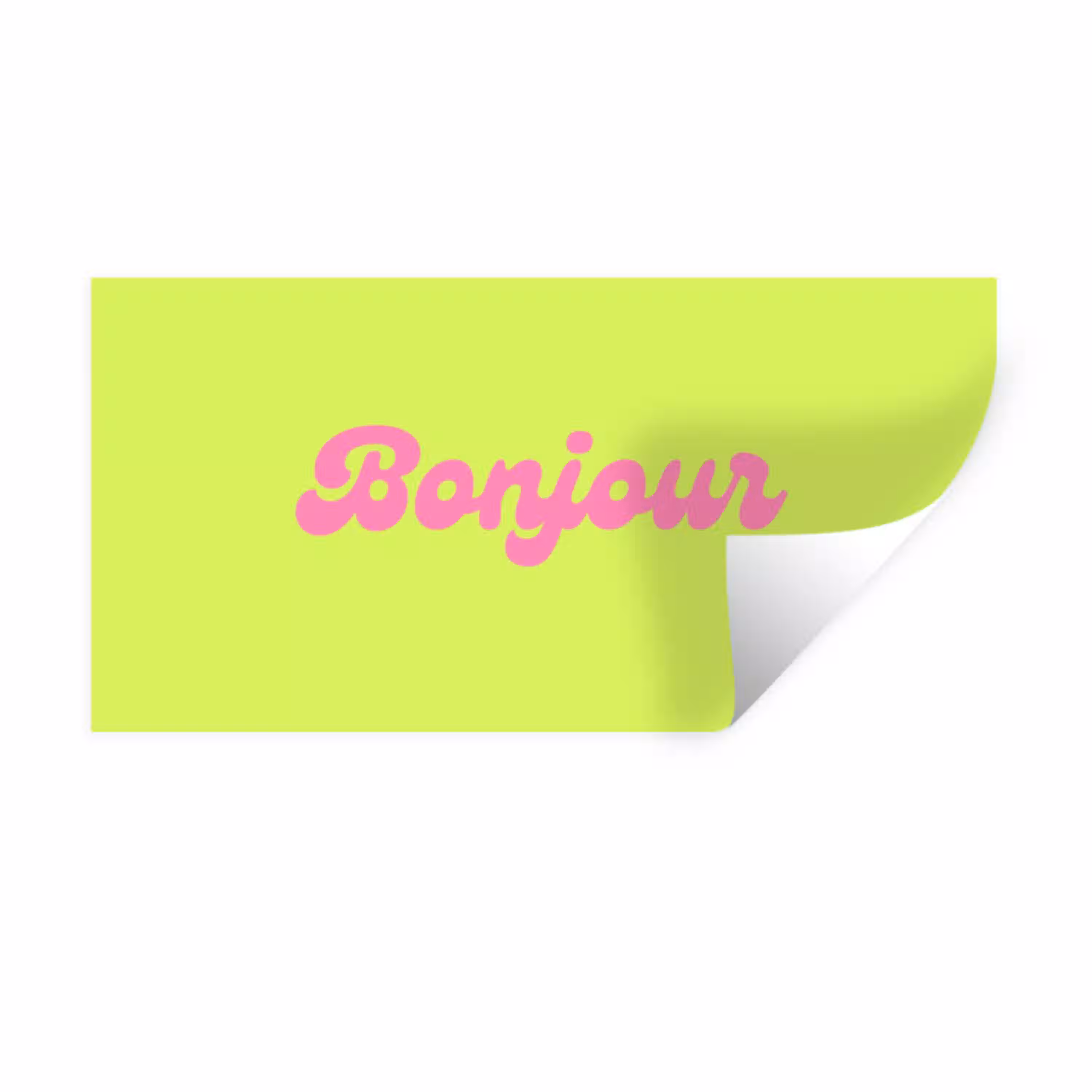 Groen - Roze - Bonjour - Retro Muursticker klein -3d