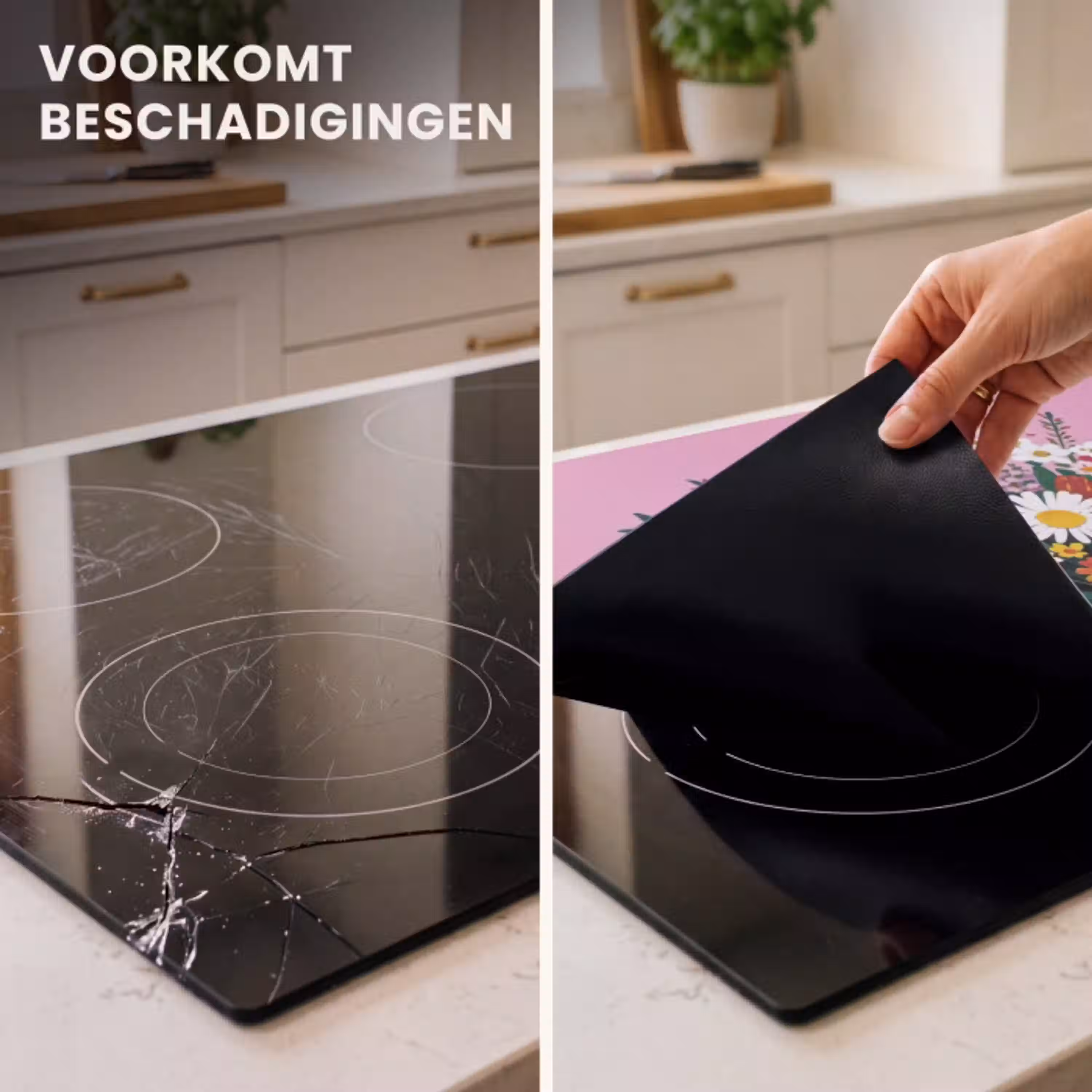 Bloemen - Quote - Kaartje - Kleurrijk Inductie beschermer vinyl 3mm klein -sfeer1