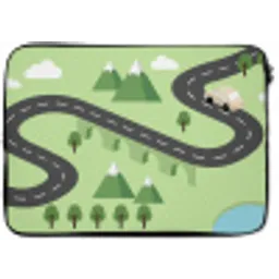 Auto - Bergweg - Natuur - Illustratie laptophoes neopreen klein -zkaufland3dotto