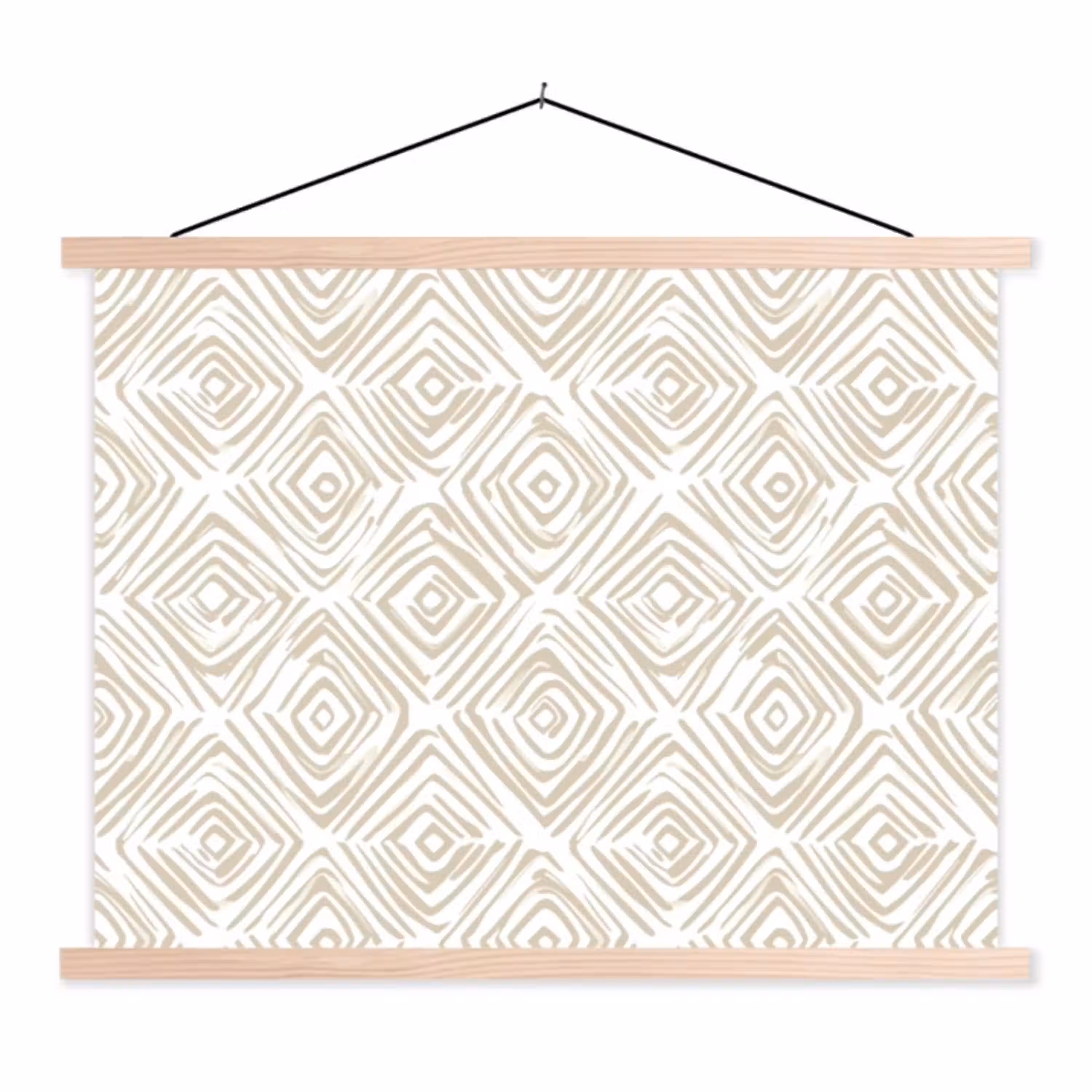 Abstract - Ruit - Beige textielposter latten blank klein 122 -3d