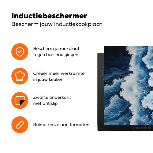 Golven - Blauw - Schuim Inductie beschermer vinyl 3mm klein -zzzzzzz-td-ups