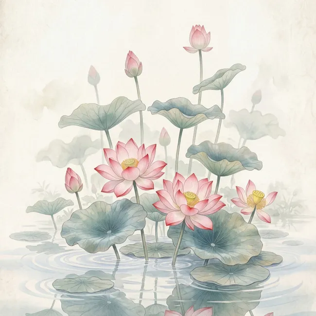 Behang - Aquarel - Lotusbloemen - Kleurrijk