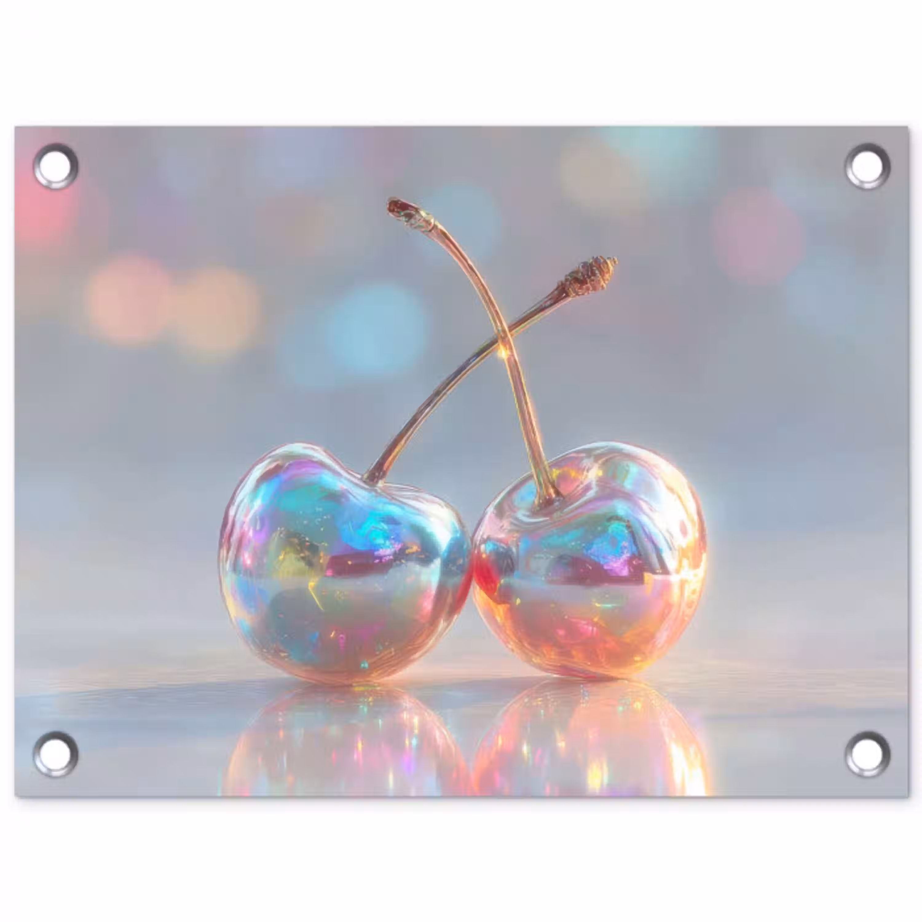 Kersen - Glanzend - Regenboogkleur tuinposter los doek klein -3d