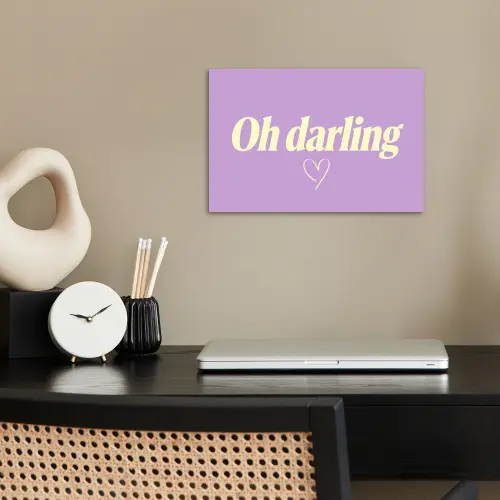 Oh darling - Hart - Paars poster papier klein -sfeer1